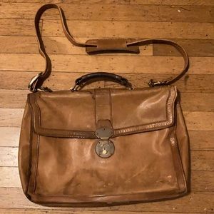 Vintage leather laptop satchel shoulder bag